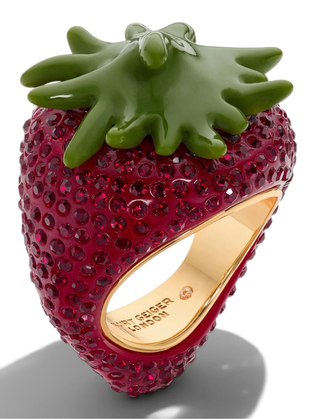 Kurt Geiger NIB Red Pavè Crystal Strawberry Ring